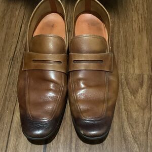 Magnanni Two-Tone Brown Leather Loafers Vince Size 10 Made In Portugal